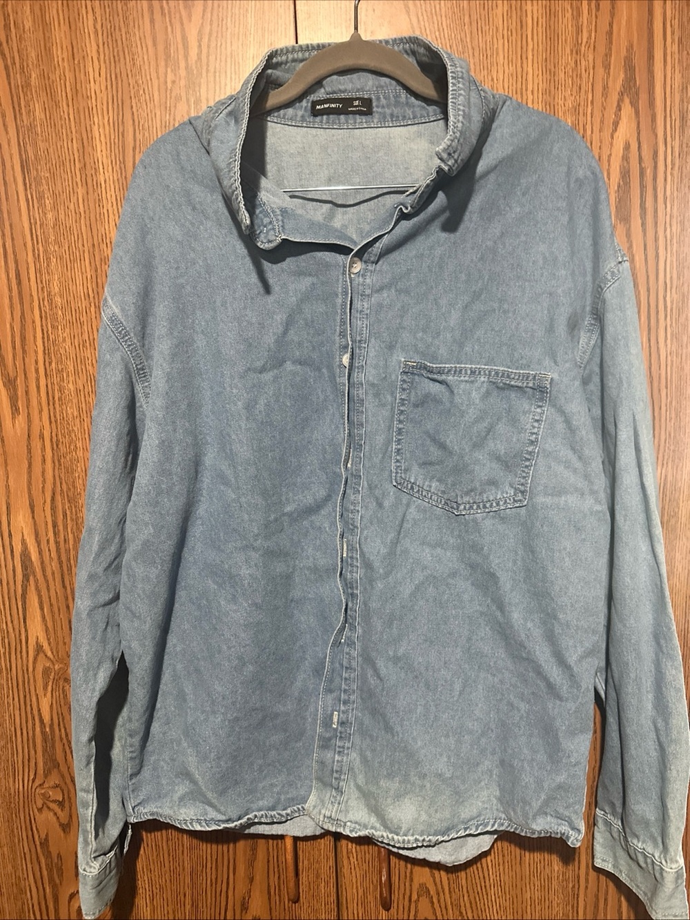 Light Blue Denim Shirt Jacket - manfinity size L